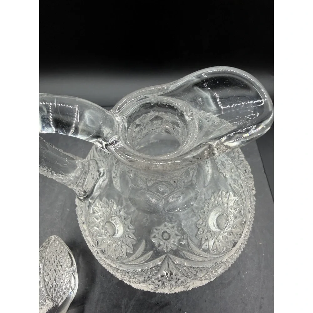 ✨🍾 Vintage Pressed Cut Glass Crystal Cruet – 6